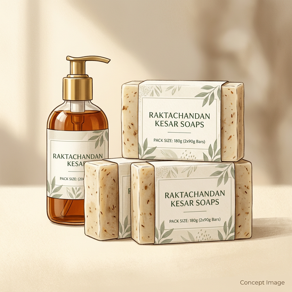 Raktachandan Kesar Soaps | 180 g (2 bars)